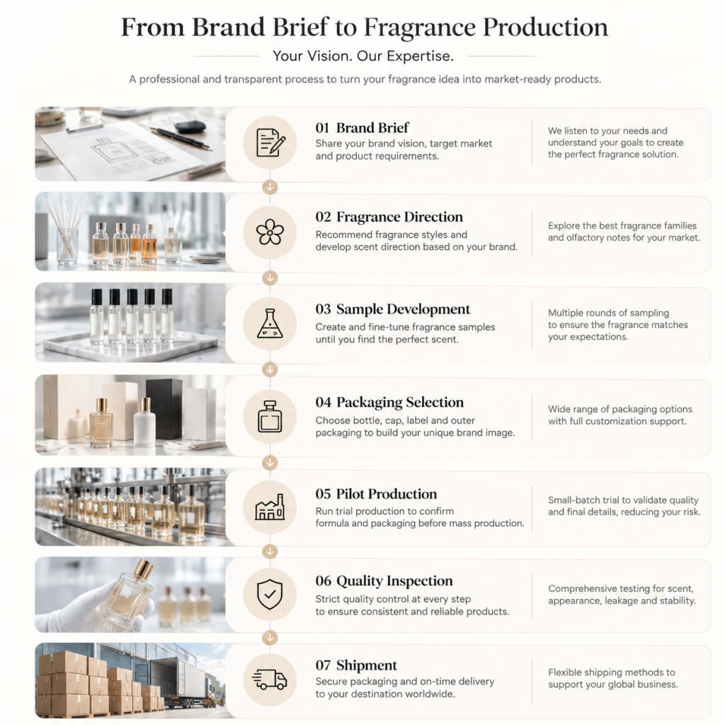 Private label perfume development process from fragrance brief to finished product