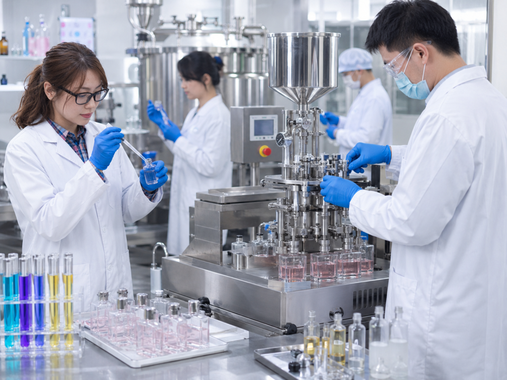 Perfume manufacturing pilot production preparation